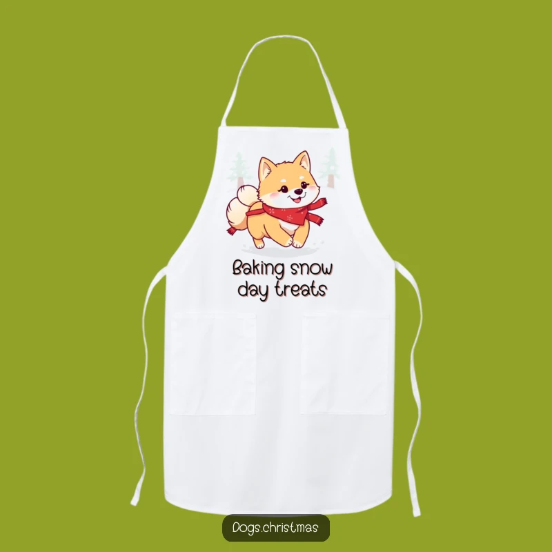 Funny Kawaii Shiba Inu Snow Apron: Hilarious Festive Fun for Your Kitchen Adventures!