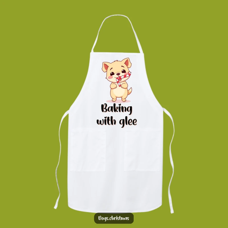 Funny Dog Dance Apron: Kawaii Pup Candy Cane Chef, Perfect Humorous Gift!