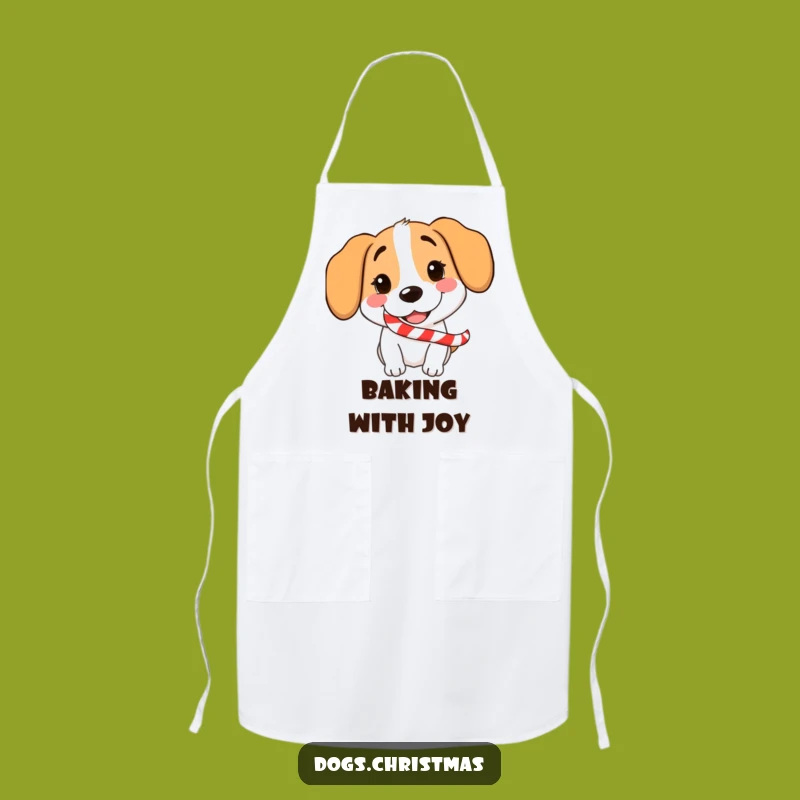 Funny Dog Candy Cane Apron: Bake with Joy Featuring a Grinning Pup and Holiday Treat