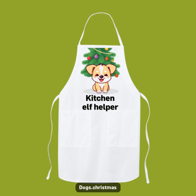 Funny Dog Christmas Apron: Grinning Pup Holiday Kitchen Wear