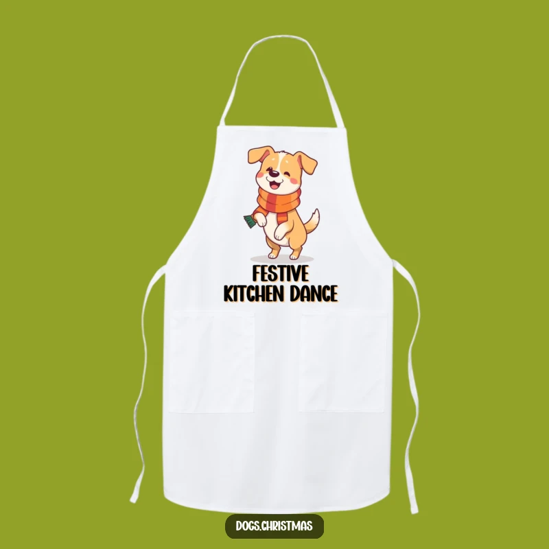 Funny Dog Festive Prance Apron: Cook with Joy and Holiday Spirit