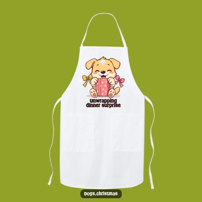 Funny Unwrapping Dog Apron: Paws Opening Gift Kitchen Wear, Joyful Funny Gift