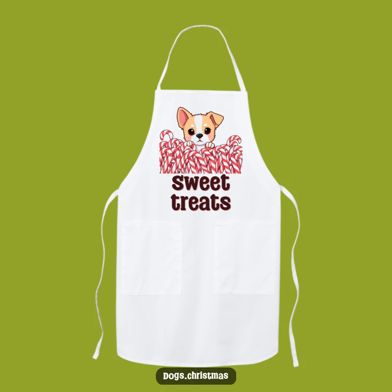 Funny Dog Candy Cane Chef Apron - Curious Pup Holiday Baking Gift
