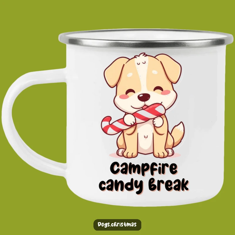 Funny Candy Cane Dog Camping Mug: Sweet Outdoor Fun, Great Funny Gift