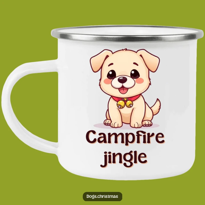 Funny Dog With Bells Camping Mug - Durable & Hilarious Outdoor Gift!