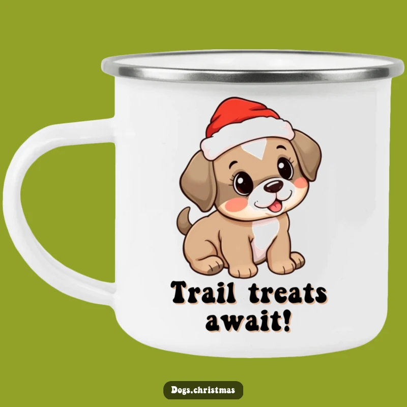 Funny Campfire Mug: Cute Puppy Santa Hat, Outdoor Holiday Adventure Gift