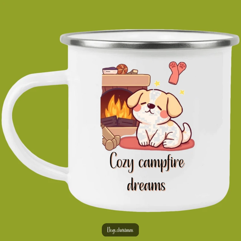 Funny Kawaii Dog Campfire Mug: Cute Sleeping Pup Outdoor Gift, Cozy Vibes