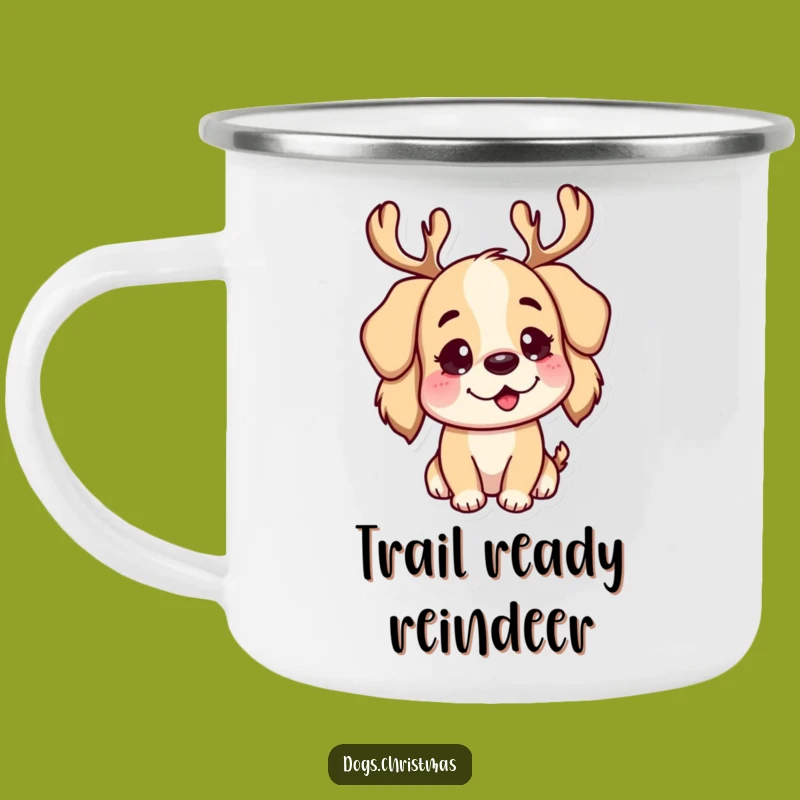 Funny Reindeer Dog Camping Mug: Outdoor Antlers, Great Funny Gift for Campers