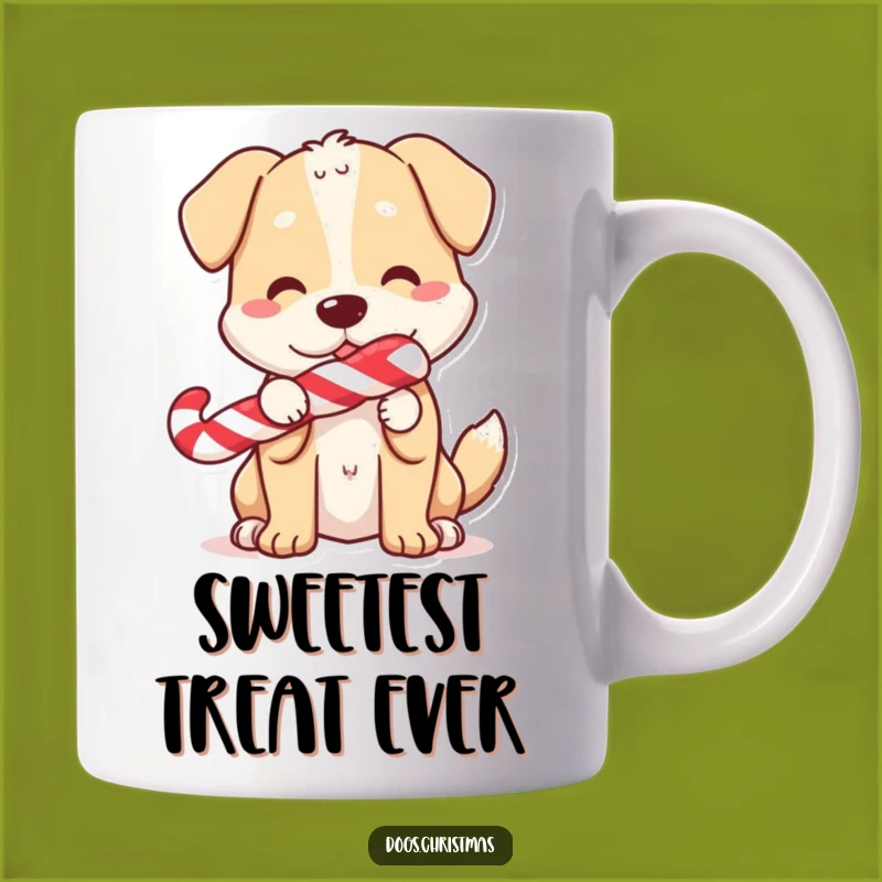 Funny Candy Cane Dog Mug: Sweet Pup Treat, Perfect Christmas Funny Gift