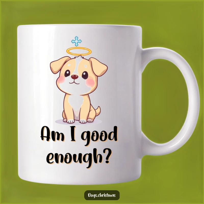 Funny Dog Halo Snowflake Mug: The Perfect Surprised Dog Gift for a Chilly Day
