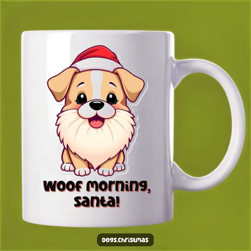 Funny Dog Santa Beard Mug: Playful Barking Pup, Holiday Gift