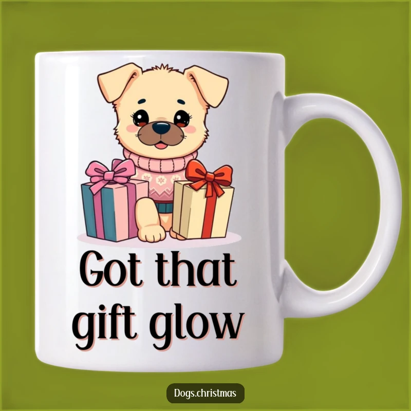 Funny Festive Dog Sweater Mug: Adorable Pup Gift, Merry & Bright Coffee Cup
