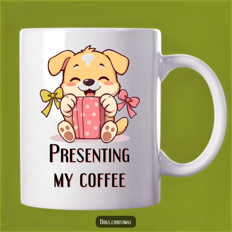 Funny Unwrapping Dog Present Mug: Happy Paws Opening Gift, Perfect Joyful Funny Gift