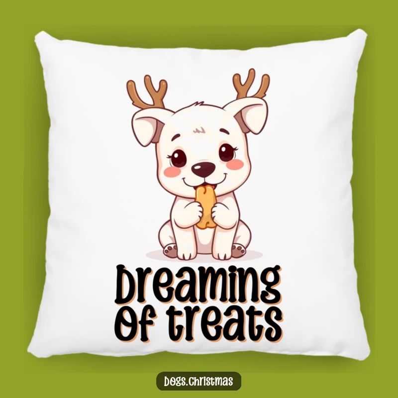 Comfy Funny Kawaii Dog Antler Pillow - Cute Holiday Accent Gift