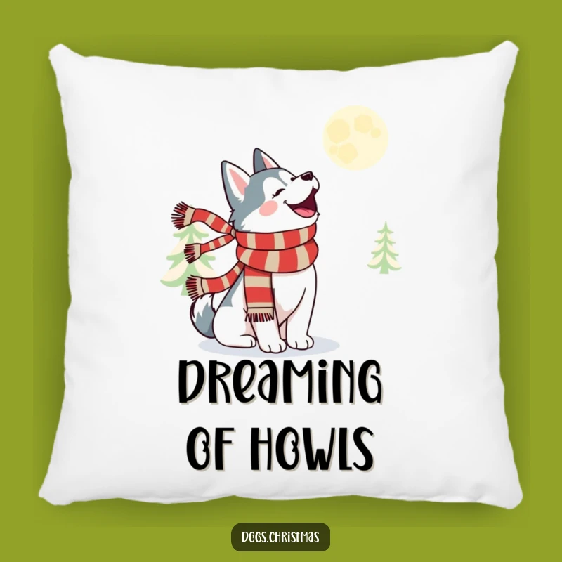 Cute Funny Kawaii Husky Howl Pillow - Festive Moon Comfort Gift