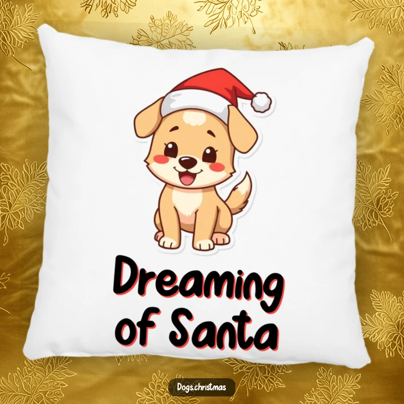 Funny Christmas Dog Pillow: A soft pillow featuring an excited dog wearing a Santa hat and wagging its tail joyfully.