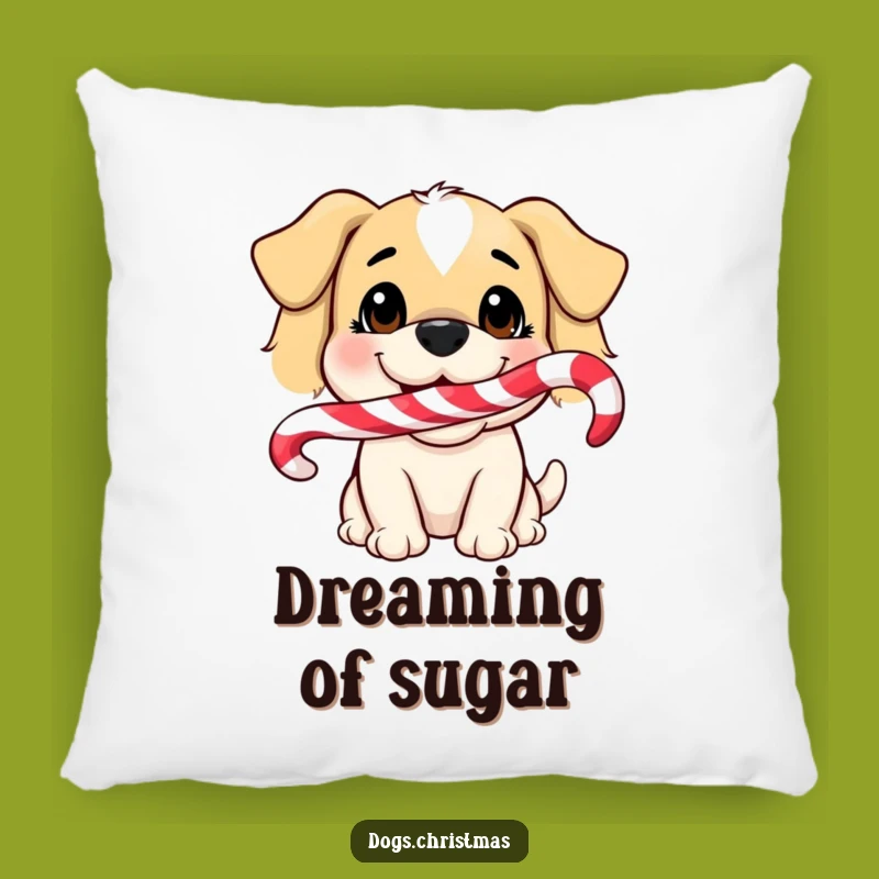 Funny Dog Candy Cane Pillow: Snuggle Up with This Sweet Pup
