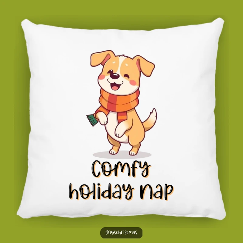 Funny Dog Festive Prance Pillow: Snuggle Up with This Happy Pup