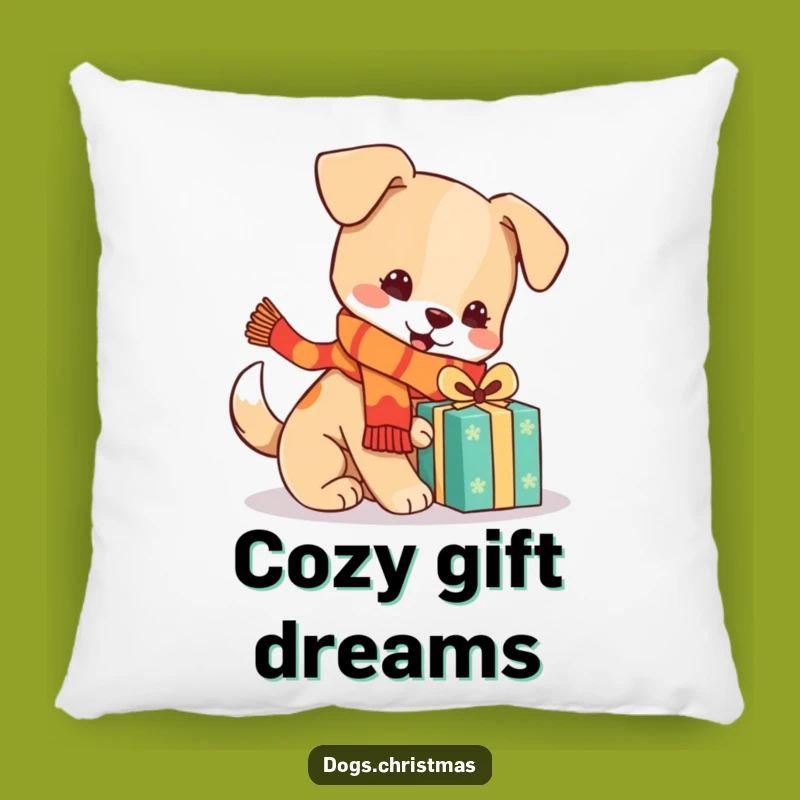 Funny Festive Dog Pillow, Cozy Scarf Pup Decor, Holiday Gift