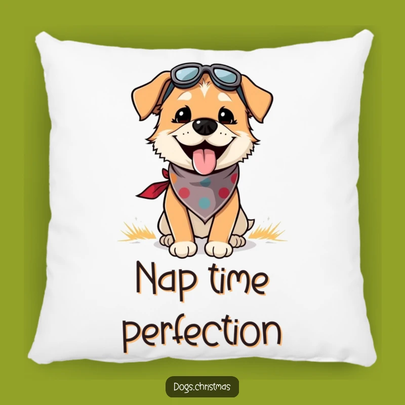 Funny Dog Pillow: Festive Pup Panting with Outdoor Joy, Comfy and Hilarious Gift