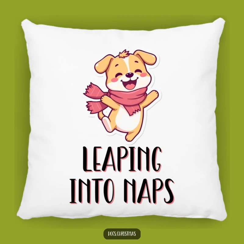 Soft Funny Dog Leap Pillow - Happy Scarf Pup Gift Accent