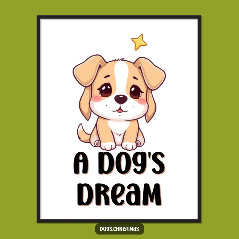 Funny Hopeful Dog Star Digital Print - Dreamy & Hilarious Wall Art Gift!