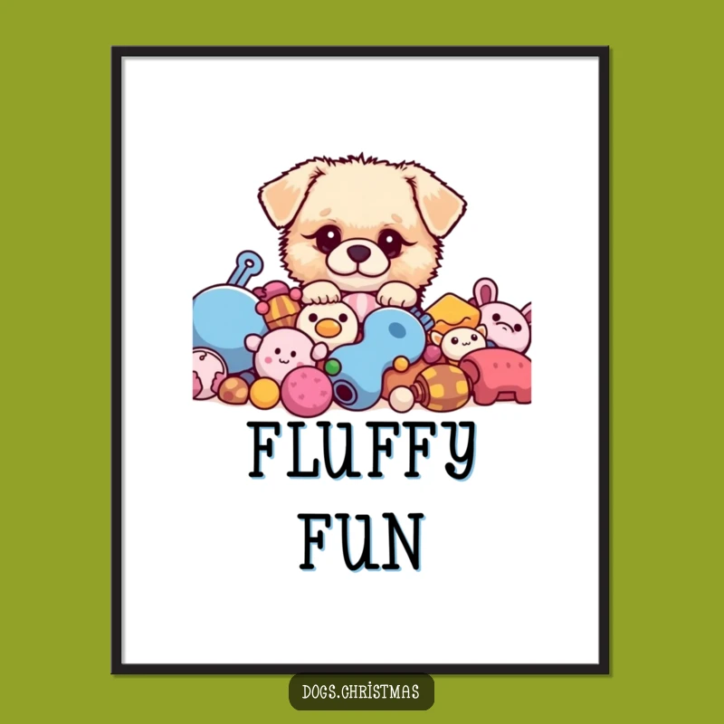 Funny Kawaii Dog Digital Art, Instant Fluffy Pup Download, Cute Gift