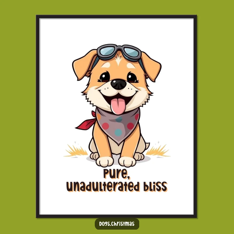 Funny Dog Digital Art: Festive Pup Panting Outdoors, Instant Joyful Wall Decor Gift