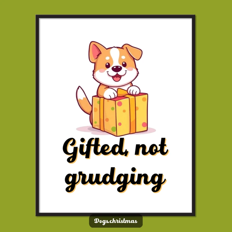 Instant Funny Dog Gift Art Print - Wagging Tail Pup Present Lover