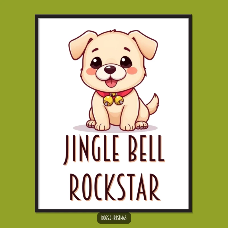 Funny Dog With Bells Digital Print - Cute & Hilarious Wall Art Gift!