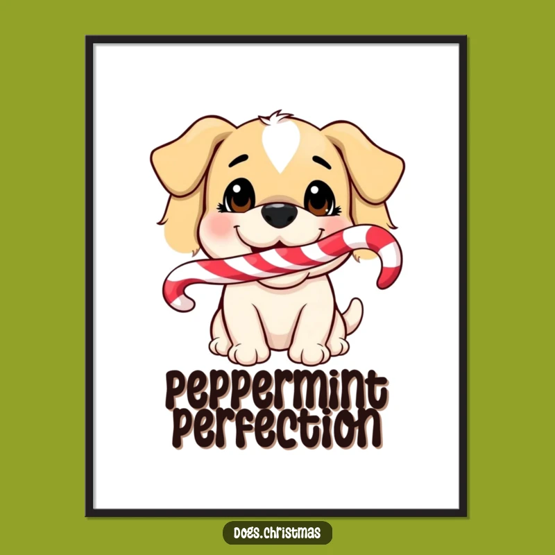 Funny Dog Candy Cane Digital Print: Instant Sweetness for Your Walls