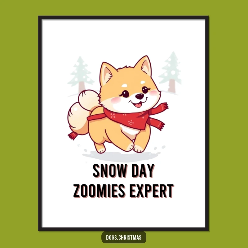 Funny Kawaii Shiba Inu Snow Digital Art: Hilarious Festive Decor for Instant Joy!