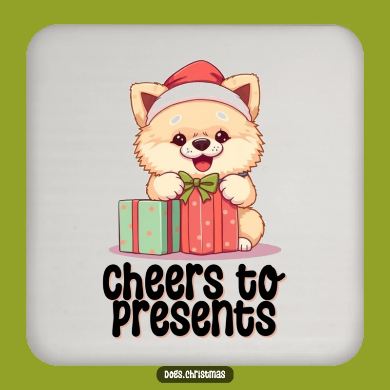 Funny Santa Dog Drink Coaster: Protect Surfaces with Holiday Pawsitivity
