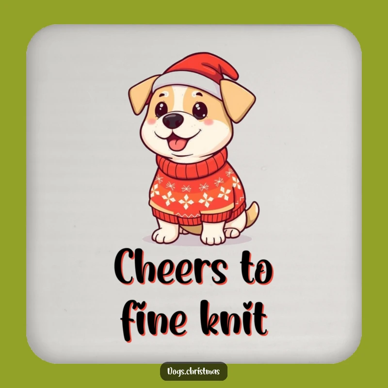 Funny Dog Christmas Sweater Coaster: Proud Pup Holiday Surface Protection