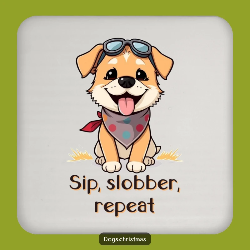 Funny Dog Coaster: Festive Pup Panting Outdoors, Protect Surfaces with Humor, Funny Gift
