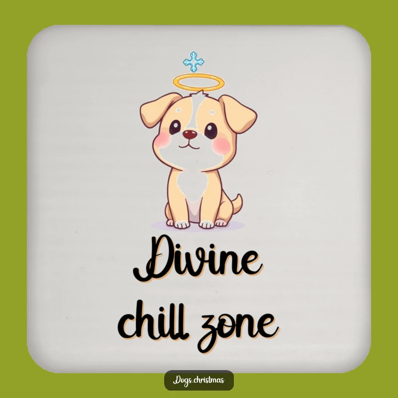 Funny Dog Halo Coaster: Protect Surfaces with this Surprised Pup's Halo & Snowflake Charm