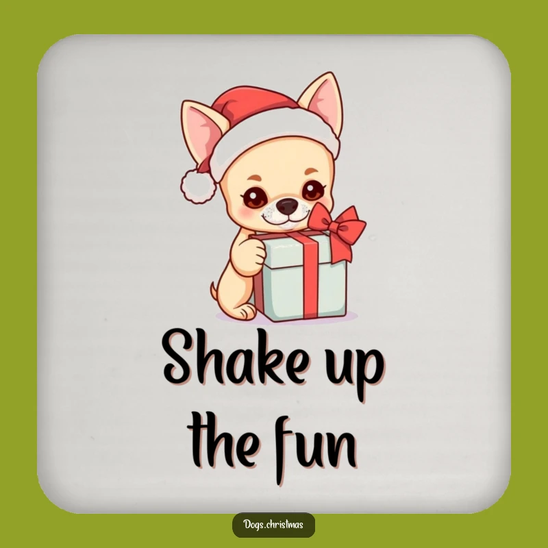 Funny Kawaii Chihuahua Santa Drink Coaster - Festive Gift Protection