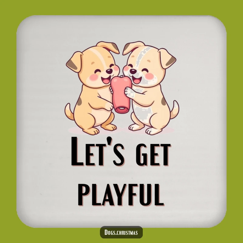 Funny Dog Wrestling Coaster: Cute Kawaii Pups Drink Protector, Perfect Humorous Gift!