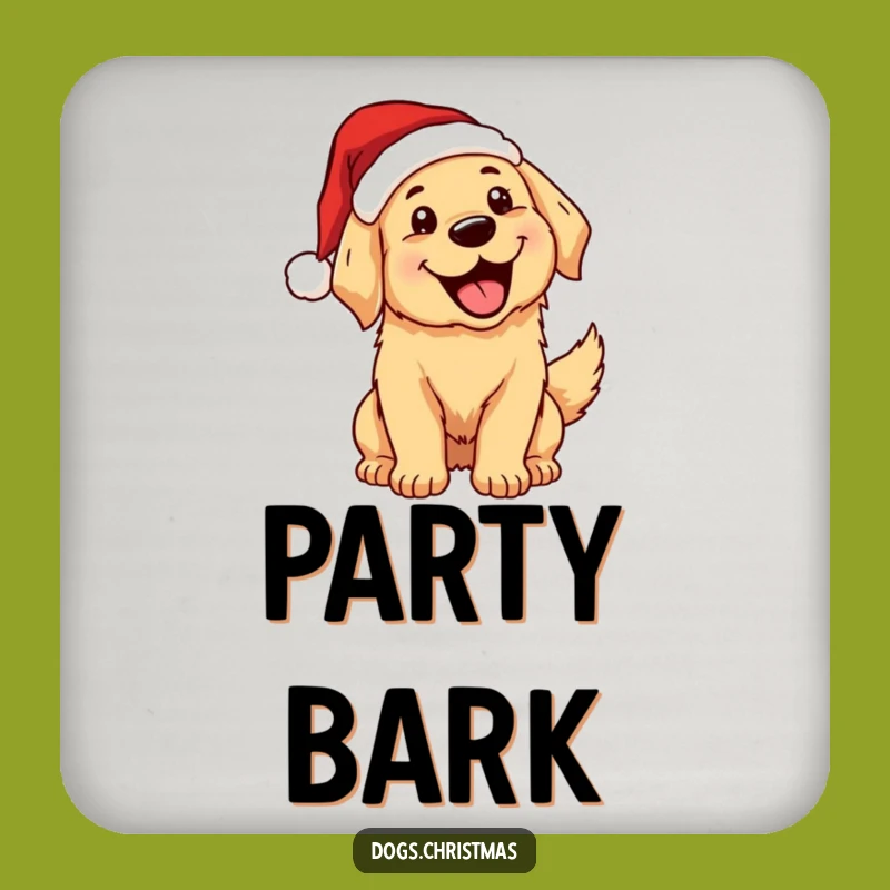 Funny Kawaii Golden Retriever Santa Coaster - Protect Surfaces with Pup Love