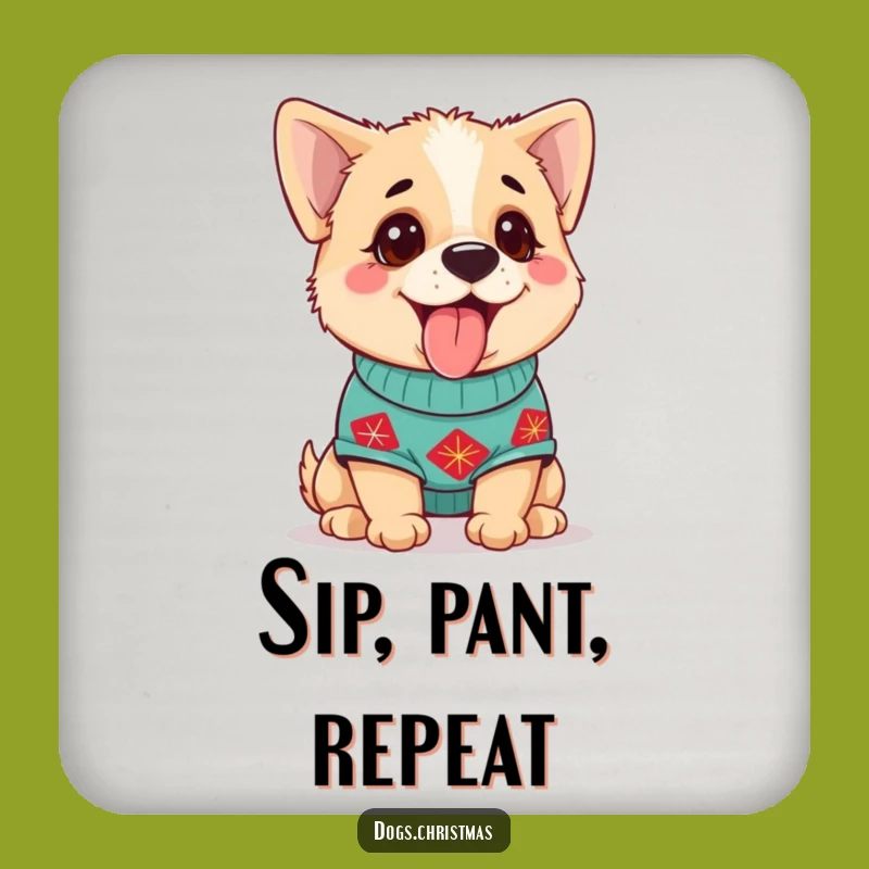 Funny Dog Sweater Coaster: Happy Pup Protection, Festive Gift