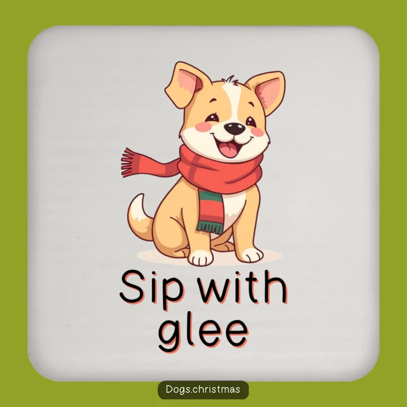 Funny Festive Dog Drink Coaster: Protect Surfaces with Happy Paws