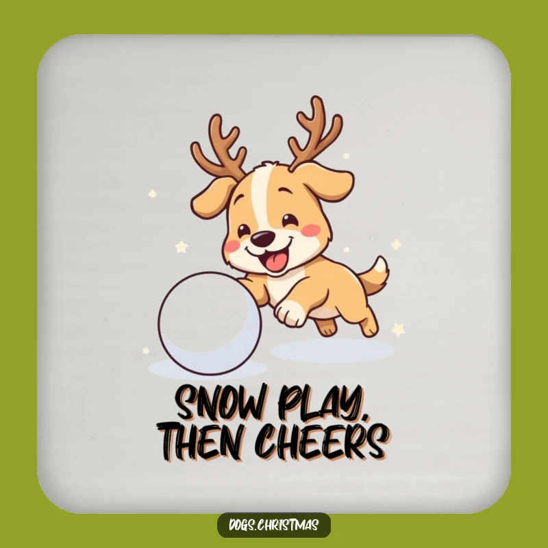 Funny Antler Dog Drink Coaster: Protect Surfaces with Winter Cheer