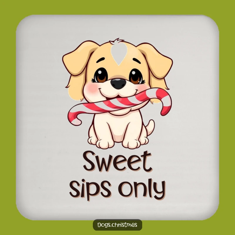 Funny Dog Candy Cane Coaster: Protect Surfaces with Sweet Pup Art
