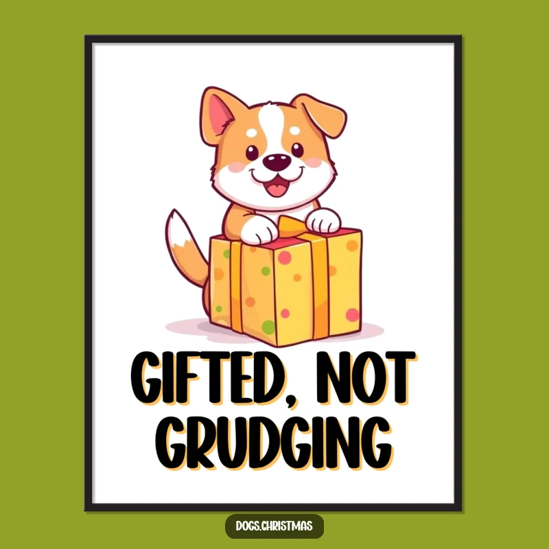 Funny Dog Gift Poster - Wagging Tail Pup Present Lover Art