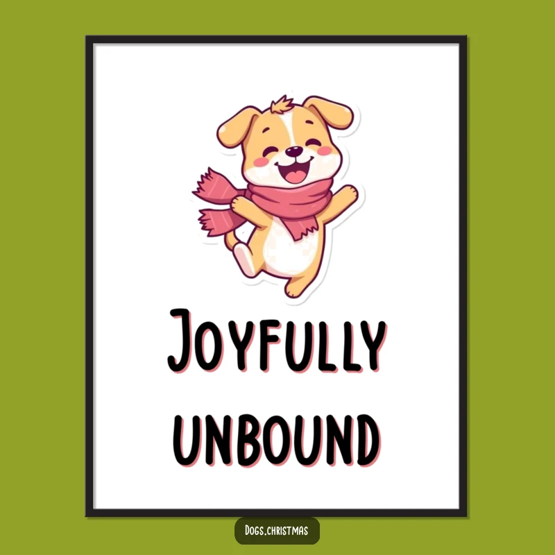 Funny Dog Leap Poster - Happy Scarf Pup Gift Idea Art