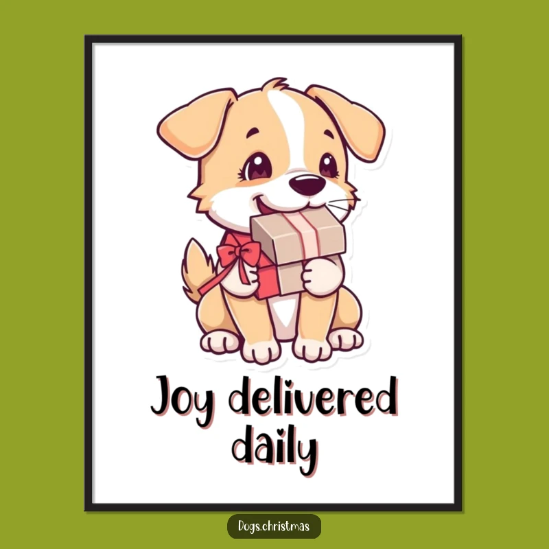 Funny Dog Present Poster: Wagging Tail Dog Art for Happy Homes