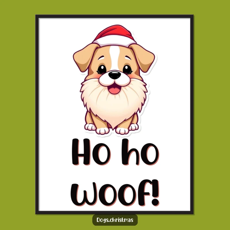 Funny Dog Santa Beard Poster: Playful Bark Art, Holiday Gift