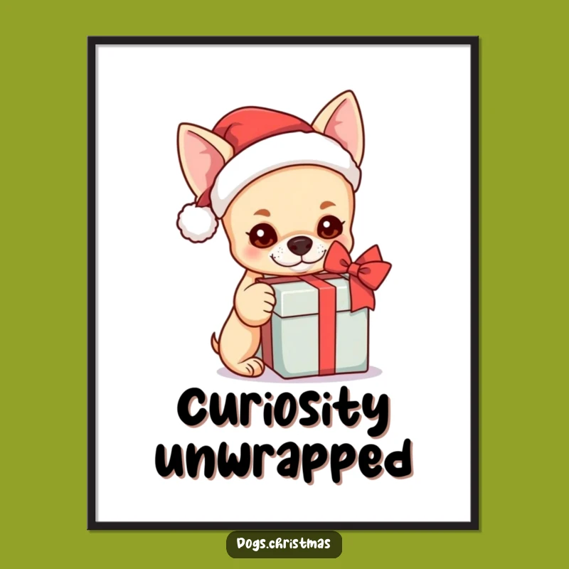 Funny Kawaii Chihuahua Santa Poster - Gift Box Curiosity Art