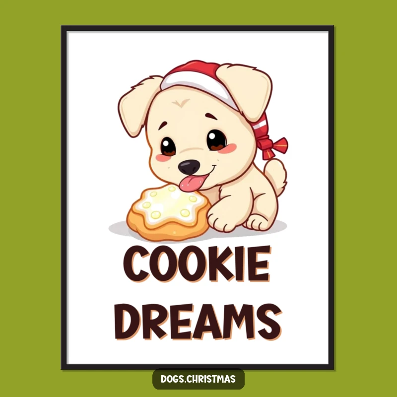 Funny Magical Cookie Dog Poster: Christmas Pup Art, Cute Gift Print