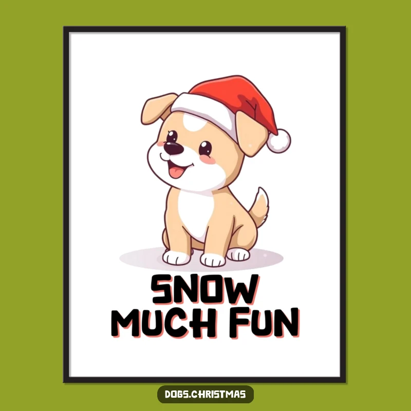 Funny Santa Dog Poster - Adorable Christmas Pup Art Print for Walls